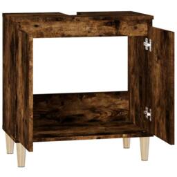 Berkfield Home Sink Cabinet Smoked Oak 58x33x60 cm Engineered Wood in Brown - Size: 58 x 33 x 60 cm - thumbnail 7