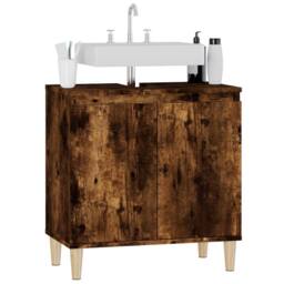 Berkfield Home Sink Cabinet Smoked Oak 58x33x60 cm Engineered Wood in Brown - Size: 58 x 33 x 60 cm - thumbnail 4