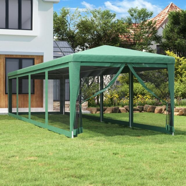Berkfield Home Party Tent with 10 Mesh Sidewalls Green 3x12 m HDPE - image 1