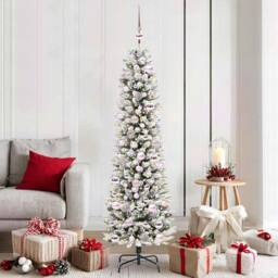 Berkfield Home Stunning Artificial Christmas Tree with 300 LEDs Green & white - thumbnail 2