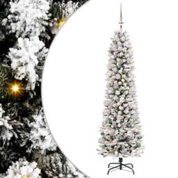 Berkfield Home Stunning Artificial Christmas Tree with 300 LEDs Green & white - thumbnail 3