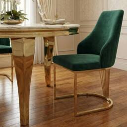 HOME LUXE INTERIOR Sofia 150cm Cream Gold Marble Dining Table & 4 Lasco Green Gold Chairs - thumbnail 8