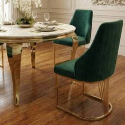 HOME LUXE INTERIOR Sofia 150cm Cream Gold Marble Dining Table & 4 Lasco Green Gold Chairs - thumbnail 7