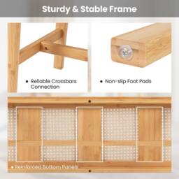 Havendro Bamboo Rattan Woven Seat Dining Entryway Bench in Natural - thumbnail 5