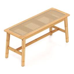 Havendro Bamboo Rattan Woven Seat Dining Entryway Bench in Natural - thumbnail 1