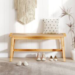 Havendro Bamboo Rattan Woven Seat Dining Entryway Bench in Natural - thumbnail 4