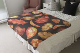 Benjamin Tate Design Autumn Leaves On Black Blanket in Natural - Size: 120 cm x 150 cm - thumbnail 3
