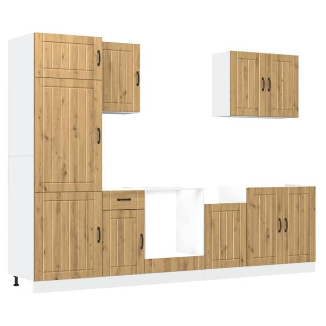 Berkfield Home 7 Piece Kitchen Cabinet Set Kalmar Artisan Oak Engineered Wood in Brown - image 1