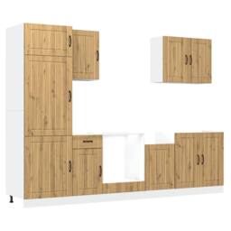 Berkfield Home 7 Piece Kitchen Cabinet Set Kalmar Artisan Oak Engineered Wood in Brown - thumbnail 1