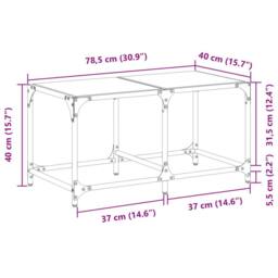 Berkfield Home Coffee Table with Black Glass Top 78.5x40x40 cm Steel - thumbnail 9