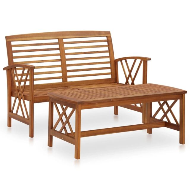 Berkfield Home 2 Piece Garden Lounge Set Solid Acacia Wood in Brown - image 1