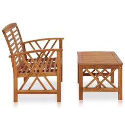 Berkfield Home 2 Piece Garden Lounge Set Solid Acacia Wood in Brown - thumbnail 2