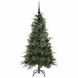 Berkfield Home Elegant Artificial Hinged Christmas Tree Green 120 cm PE & PVC - thumbnail 4