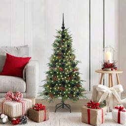 Berkfield Home Elegant Artificial Hinged Christmas Tree Green 120 cm PE & PVC - thumbnail 2