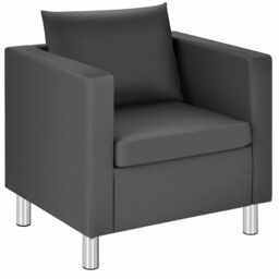 Costway Single Sofa Seat PU Leather Upholstered Padded Guest Tub Chair W/ Cushion in Grey - thumbnail 1