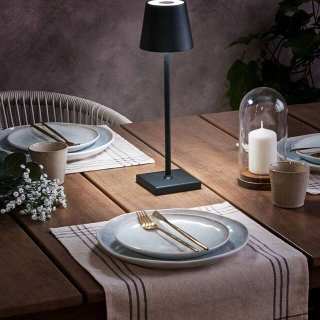 Wyld and Coco Table Lamp Black Painted Aluminium USB Charging Dimmer - image 1