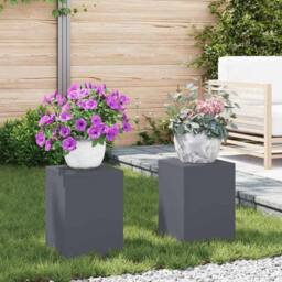 Berkfield Home Outdoor Plant Stands Pillar 2 pcs Anthracite 24x24x35 cm Steel in Dark Grey - Size: 24 x 24 x 35 cm - thumbnail 2