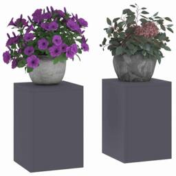 Berkfield Home Outdoor Plant Stands Pillar 2 pcs Anthracite 24x24x35 cm Steel in Dark Grey - Size: 24 x 24 x 35 cm - thumbnail 1