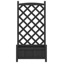 Berkfield Home Planter with Trellis Black Solid Wood Fir - thumbnail 4