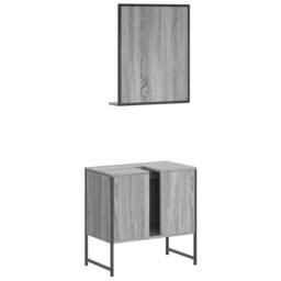 Berkfield Home Stylish 2 Piece Bathroom Cabinet Set Grey Sonoma Engineered Wood - thumbnail 8