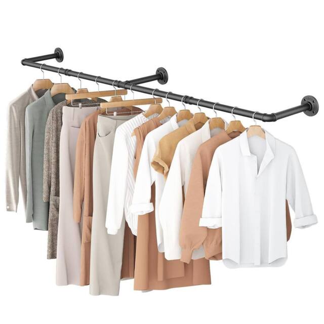 Dprodo Wall Mounted Clothes Rack, 184cm (1 Pack or 2 Packs) in Black - image 1