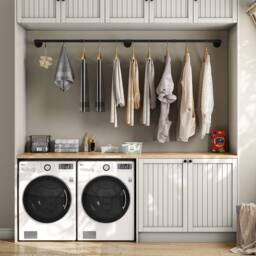 Dprodo Wall Mounted Clothes Rack, 184cm (1 Pack or 2 Packs) in Black - thumbnail 3