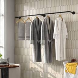 Dprodo Wall Mounted Clothes Rack, 184cm (1 Pack or 2 Packs) in Black - thumbnail 4
