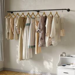 Dprodo Wall Mounted Clothes Rack, 184cm (1 Pack or 2 Packs) in Black - thumbnail 2