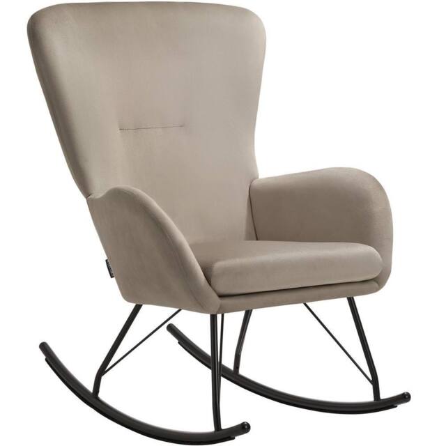 tectake Rocking Chair Swing - Armchair Steel Runners, Thick Padding in Taupe - image 1