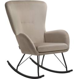 tectake Rocking Chair Swing - Armchair Steel Runners, Thick Padding in Taupe - thumbnail 1