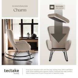 tectake Rocking Chair Swing - Armchair Steel Runners, Thick Padding in Taupe - thumbnail 5