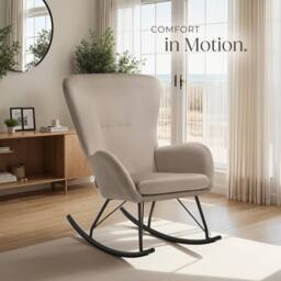 tectake Rocking Chair Swing - Armchair Steel Runners, Thick Padding in Taupe - thumbnail 8