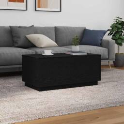 Berkfield Home Modern Coffee Table with LED Lights Black Oak 90x50x40 cm - Size: 90 x 50 x 40 cm - thumbnail 4