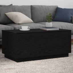 Berkfield Home Modern Coffee Table with LED Lights Black Oak 90x50x40 cm - Size: 90 x 50 x 40 cm - thumbnail 2