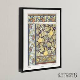 "Artery8 White Flower Gourd Floral Patterns Framed Canvas Wall Art Print Verneuil in Green - Size: W24"" x H32""" - thumbnail 2