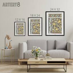 "Artery8 White Flower Gourd Floral Patterns Framed Canvas Wall Art Print Verneuil in Green - Size: W24"" x H32""" - thumbnail 4