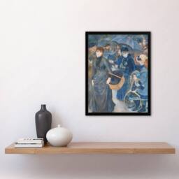 Artery8 The Umbrellas Oil Painting Renoir Vintage Framed Wall Art Print in Blue - Size: A4 - thumbnail 4