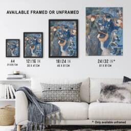 Artery8 The Umbrellas Oil Painting Renoir Vintage Framed Wall Art Print in Blue - Size: A4 - thumbnail 3
