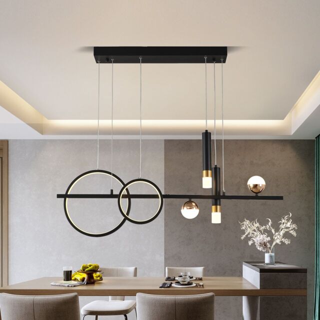Garwarm 6 - Light Kitchen Island Linear LED Pendant in Black - image 1