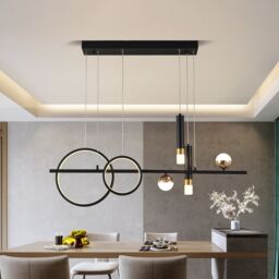 Garwarm 6 - Light Kitchen Island Linear LED Pendant in Black - thumbnail 1