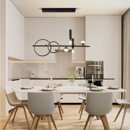 Garwarm 6 - Light Kitchen Island Linear LED Pendant in Black - thumbnail 3