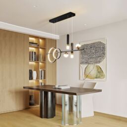 Garwarm 6 - Light Kitchen Island Linear LED Pendant in Black - thumbnail 6