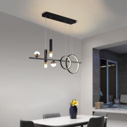 Garwarm 6 - Light Kitchen Island Linear LED Pendant in Black - thumbnail 2