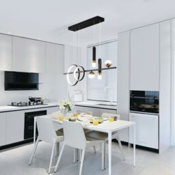 Garwarm 6 - Light Kitchen Island Linear LED Pendant in Black - thumbnail 4