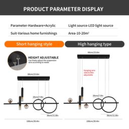 Garwarm 6 - Light Kitchen Island Linear LED Pendant in Black - thumbnail 5