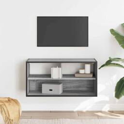 Berkfield Home TV Cabinet Grey Sonoma 80x31x39.5 cm Engineered Wood & Metal - thumbnail 1