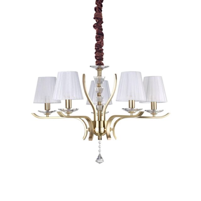 Netlighting Pegaso 5 Light Multi Arm Pendant Light Satin Brass in Yellow