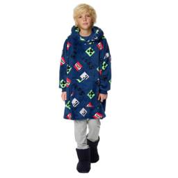Minecraft Icons Sherpa Fleece Oversized Hoodie Blanket in Navy - thumbnail 4