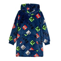 Minecraft Icons Sherpa Fleece Oversized Hoodie Blanket in Navy - thumbnail 1