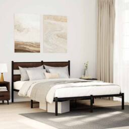 Berkfield Home Bed Frame without Mattress with Headboard Brown Oak 140x200 cm - thumbnail 2